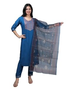 Indian Women's Embroidery Salwar Suit Set | Kurta Pant with Dupatta | Salwar Kameez For Women