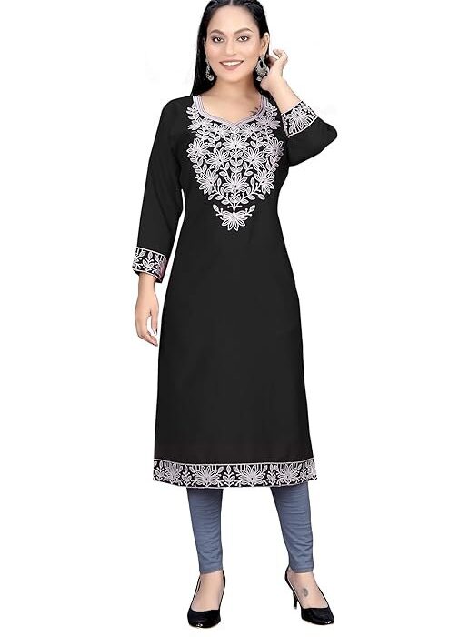 Arya Creation Stylish Lakhnavi Chikankari Embroidered Suit for Women – Stylish & Trendy Long Suit Pure Rayon Office wear Suit