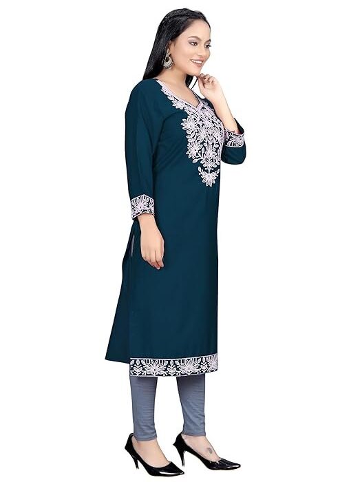 Arya Creation Stylish Lakhnavi Chikankari Embroidered Suit for Women – Stylish & Trendy Long Suit Pure Rayon Office wear Suit