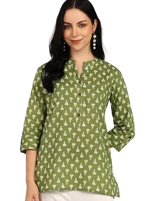 BLOCKS OF INDIA Cotton Hand Printed Short Suit for Women