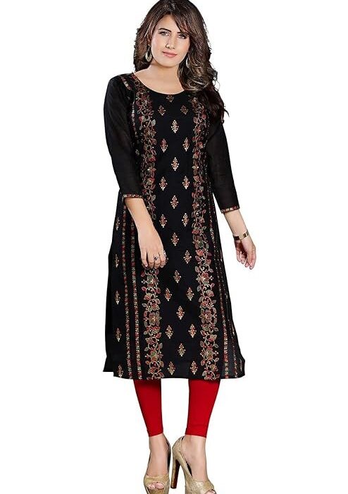 DARIKA Women's Pure Chanderi Cotton Straight Suit with Emproidrey in Beige & Black Colour for All Plus Size and Small Size