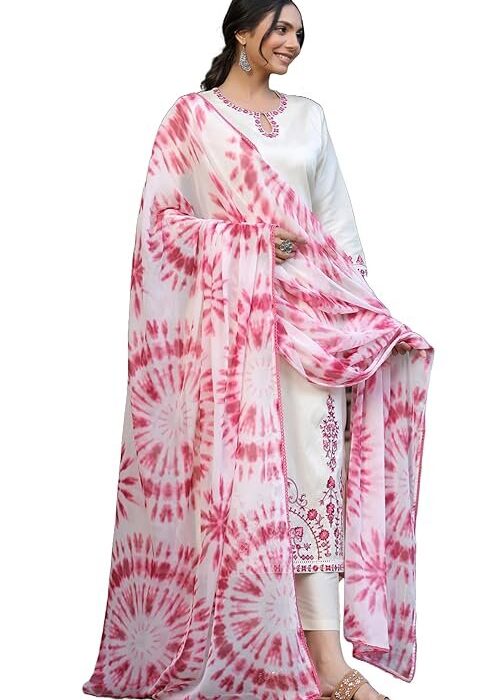 GoSriKi Women's Cotton Blend Straight Embroidered Suit with Pant & Dupatta