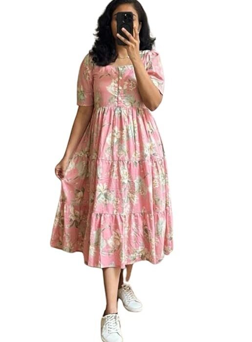 Knee Length Printed Anarkali Suit