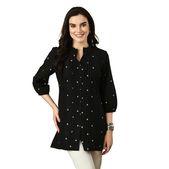 Meesan Women's Casual Ethnic 3by4 Sleeve Printed Tunic