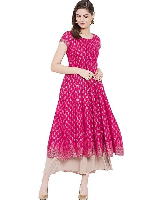 Women’s Printed Anarkali Suit – Stylish Flared Ethnic Wear for Festive & Casual Occasions – Comfortable Fit, Soft Fabric, Elegant Design