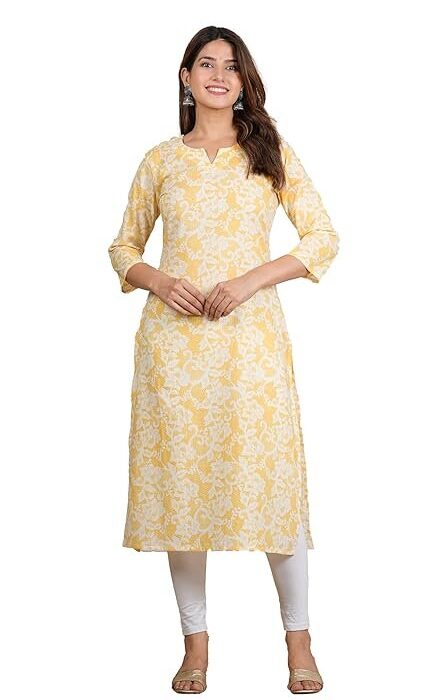 PROSUVINU Women's Cotton Floral Printed Straight Suit for Women