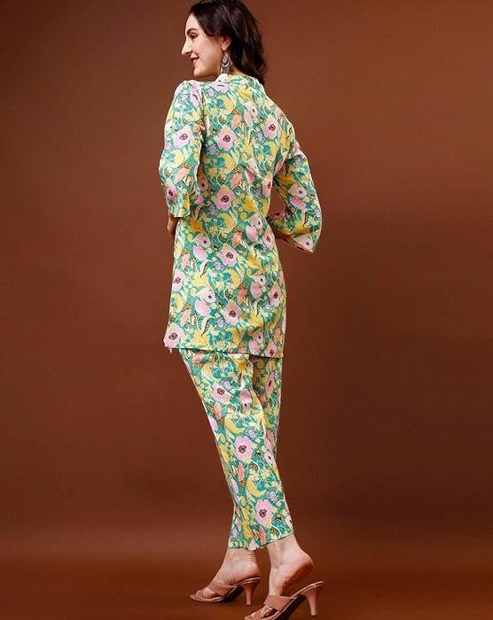 Women Trendy Printed Cotton Blend Straight Suit and Palazzo Set