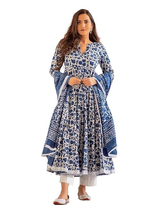 Women's Cotton Printed Anarkali Suit