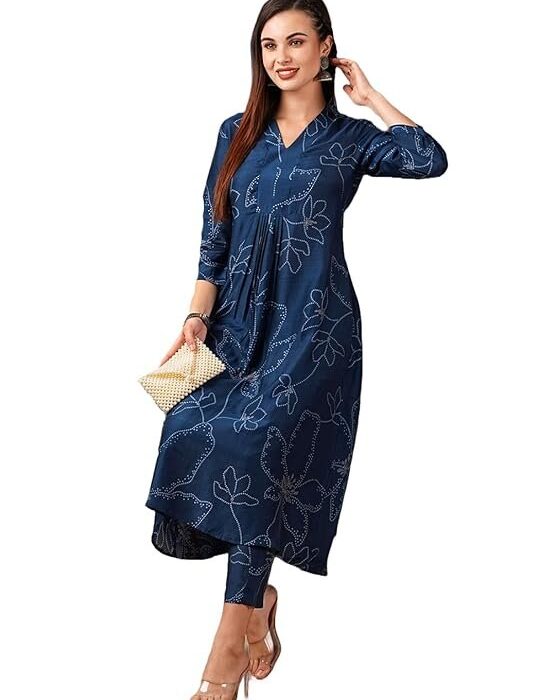 Women's Rayon Blend A-Line Printed Suit