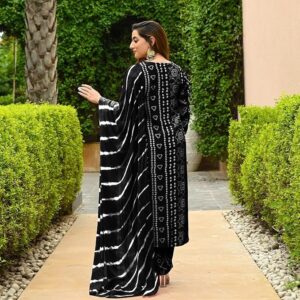 Women's Rayon Blend Straight Bandhej Printed Suit with Pant & Dupatta