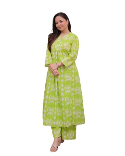 Women's Rayon Suit Palazzo Set, Pink and Beige Geometric Print