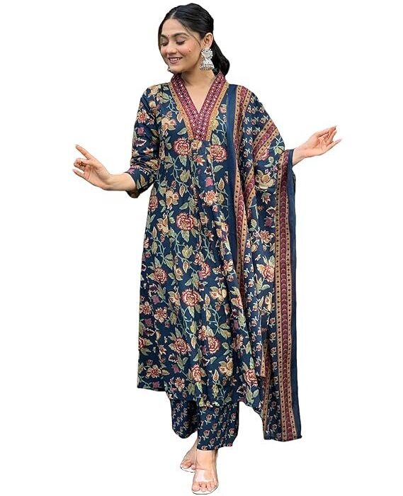 Women's Rayon Viscose Anarkali Printed Suit