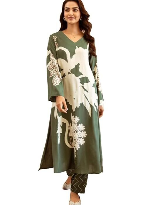 Women's Rayon Viscose Straight Printed Suit