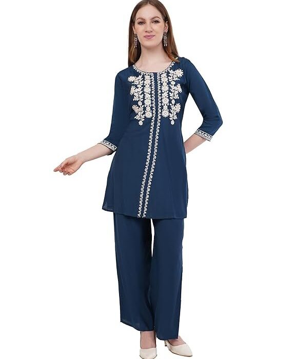dhartii Stylish Ethnic Co-Ord Set with Elegant White Embroidery for Festive Occasions