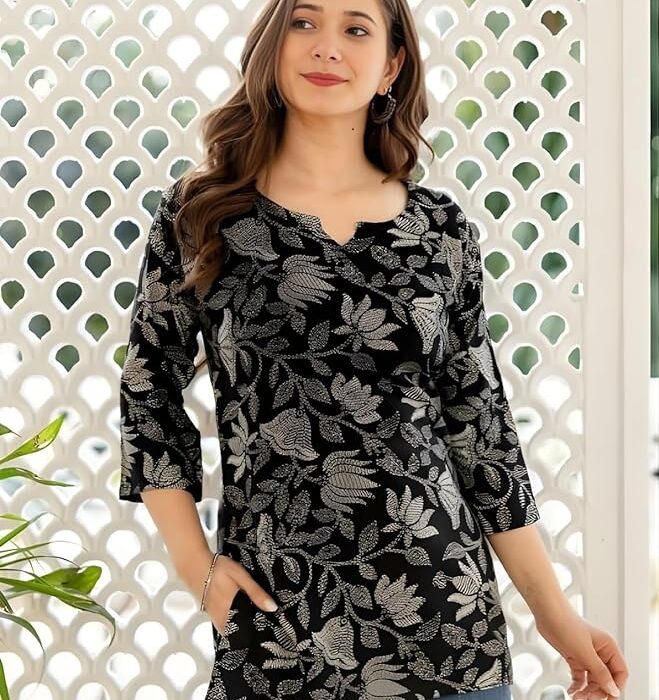 Women's Short Kurti in TopsTunic Rayon Cotton Blend | Ladies Ethnic Tunic
