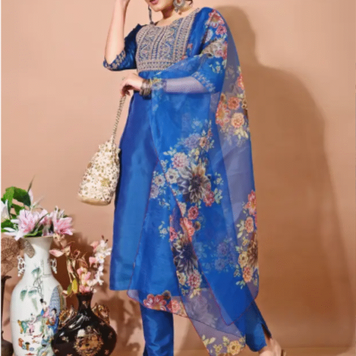 Women Art Silk Kurti Pant Dupatta Set